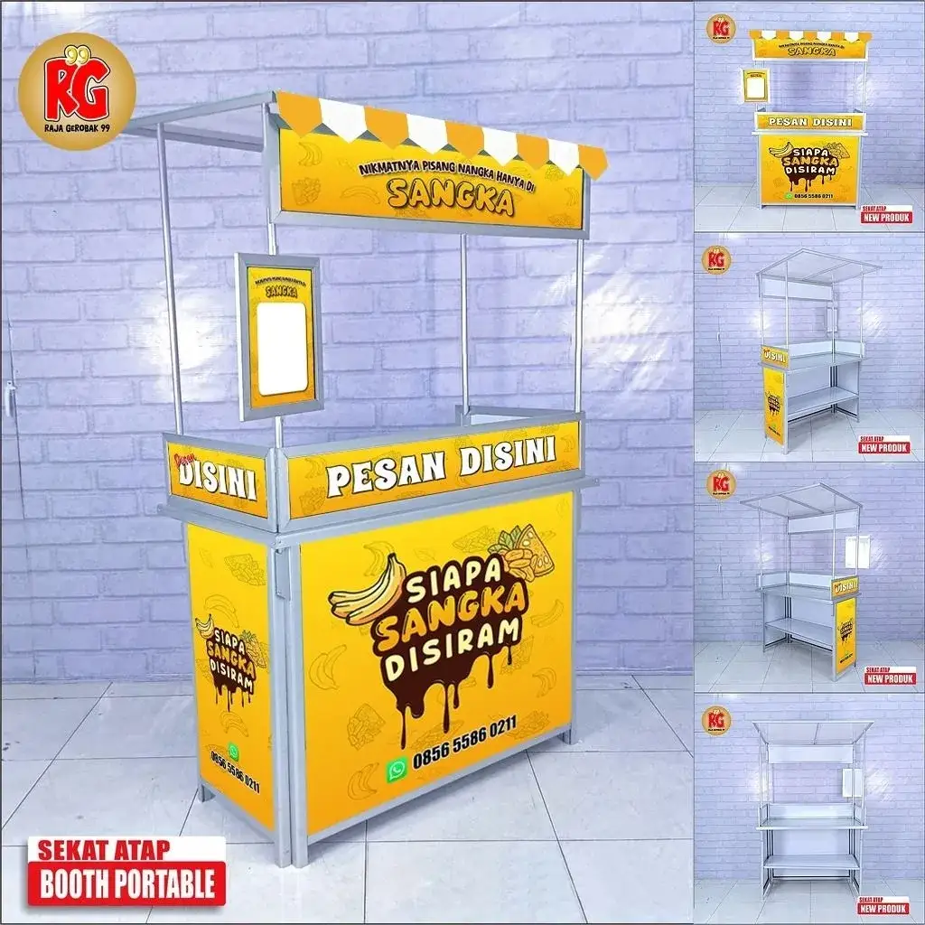 Booth portable gerobak lipat meja lipat jualan meja luar atap sekat raja gerobak 99 gresik surabaya (MLAS)