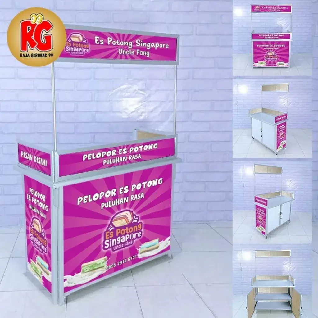 Booth portable gerobak lipat meja lipat jualan meja luar sekat pintu raja gerobak 99 gresik surabaya (MLSP)
