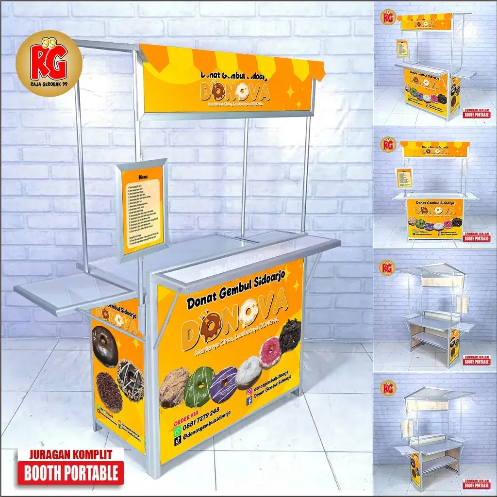 Booth portable gerobak lipat rombong meja lipat jualan komplit murah raja gerobak 99 gresik surabaya (MDL)